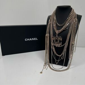 Chanel CC Multilayer  Metal Necklace Choker With Box